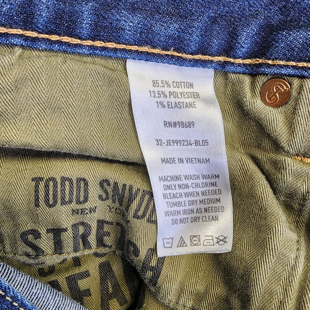 Todd Snyder Mens 38x27  Skinny Fit Jeans 5-Pocket Stretch Blue